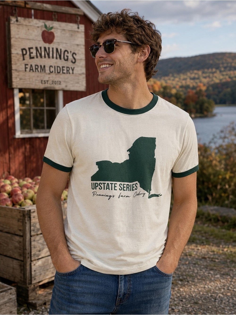 Next Level Apparel Upstate Series Penning Farm Cidery Ringer Tee Size Small